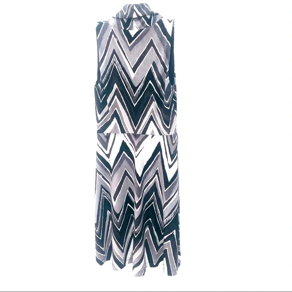 Barami Cowl Neck Sleeveless Dress Gray White Black Size 4 - Picture 8 of 8